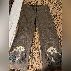 RARE Express vintage Y2K beaded pinstripe low rise dress slacks 13/14